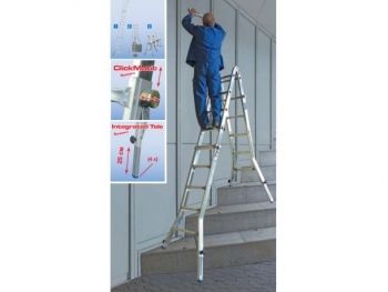 Шарнирная телескопическая лестница с выдвижными боковинами STABILO 4х4 