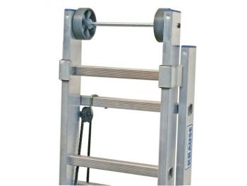 Двухсекционная выдвижная телескопическая лестница вытягиваемая тросом STABILO, 2 х 24 перекладин