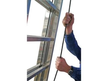 Двухсекционная выдвижная телескопическая лестница вытягиваемая тросом STABILO, 2 х 15 перекладин