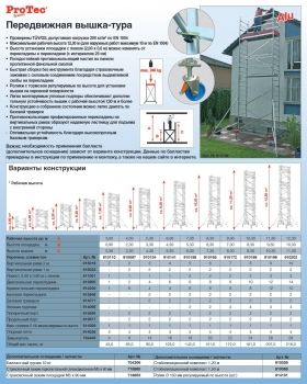 PROTEC Передвижные подмости. рабочая высота 4,3 м.